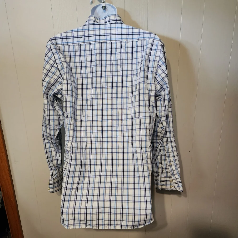 Banana Republic Shirt Medium Checkered Button Front Long Sleeve Blue‎ A493